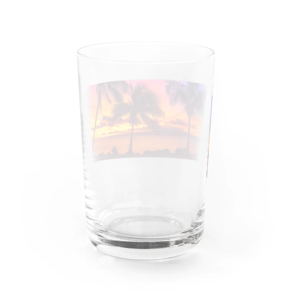 アロハスタイルハワイのハワイ サンセット パノラマ Water Glass :back