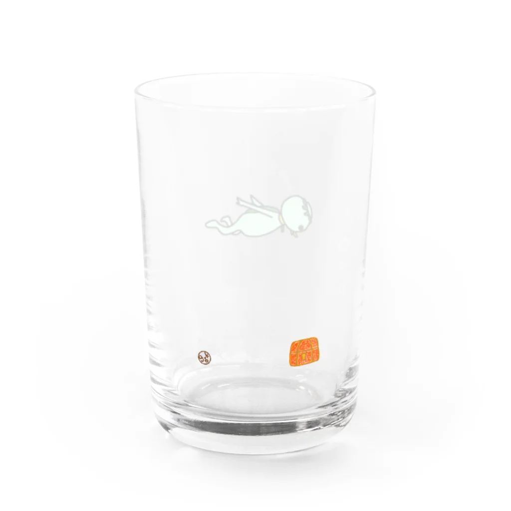 grk0 🌟ウサギのチャとシロ〜時々カッパのカッパ素潜り Water Glass :back