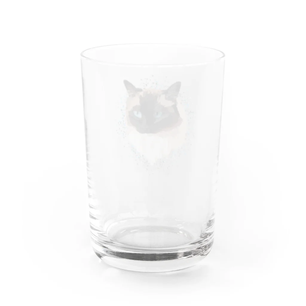 小鳥と映画館の青い瞳のネコちゃん ラグドール Water Glass :back