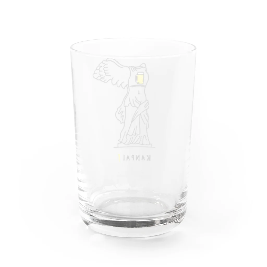 ビールとアート TM-3 Designの彫刻 × BEER（サモトラケのニケ）黒線画 Water Glass :back