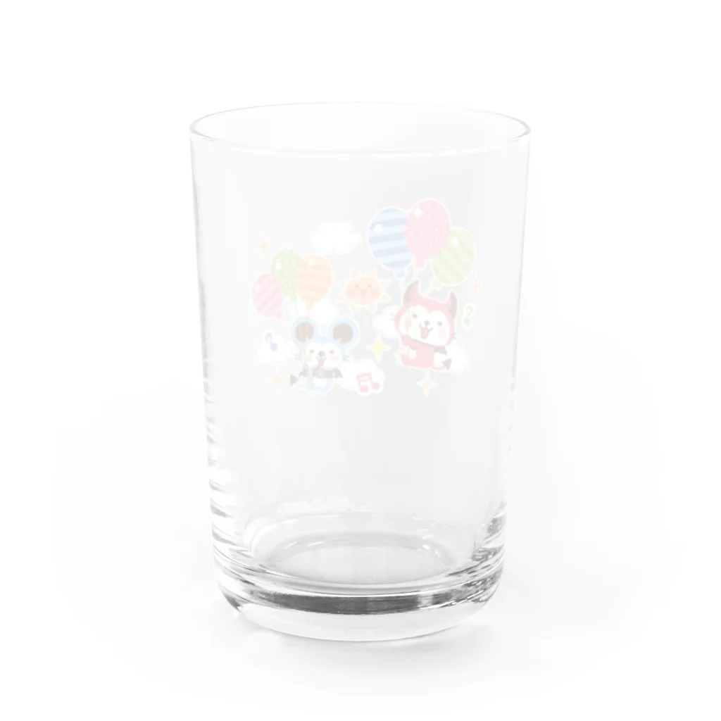 ミニマムユニヴァース@SUZURIのデビねこくんとデビねずちゃん グラス 風船 Water Glass :back