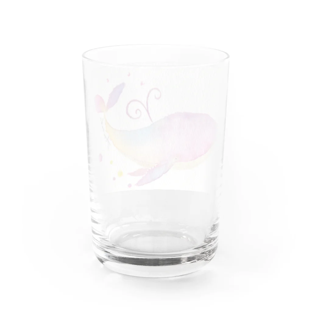 暖暖あたたかの虹色くじら Water Glass :back