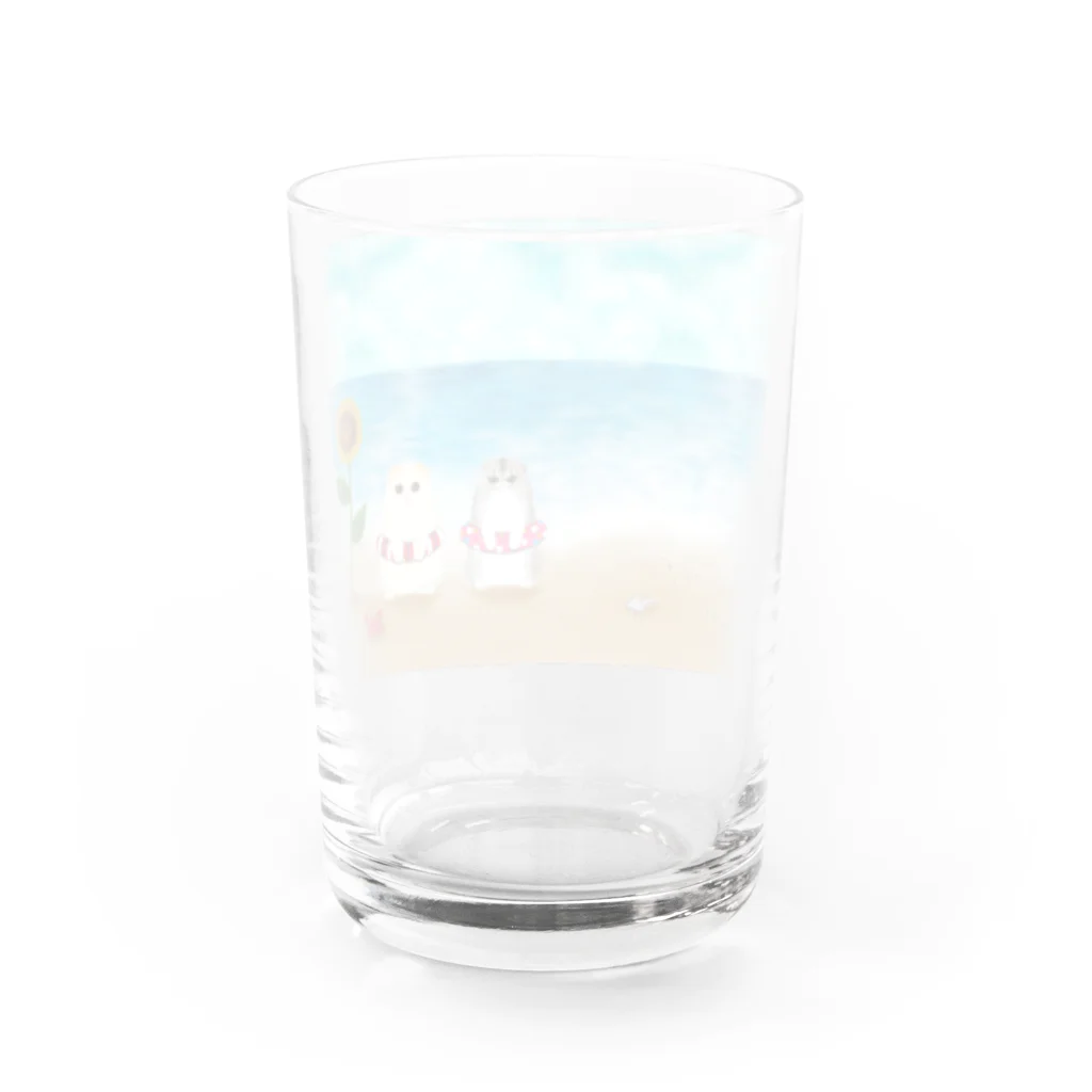 ねことねこのMarin & Hinata【筆記体ver】 Water Glass :back