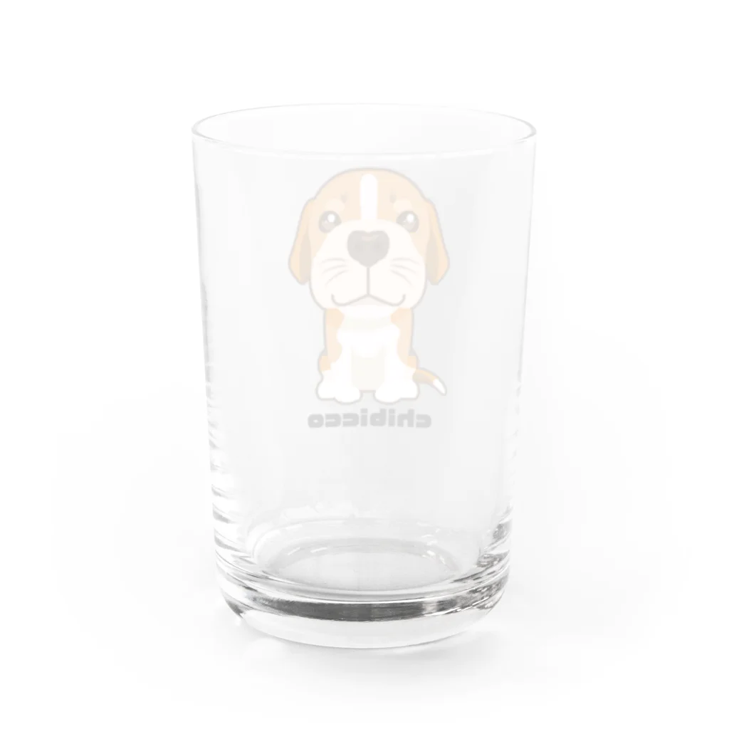 KAORIN’s TV 【ちびっこ】のはにかみビーグル chibicco (黒文字) Water Glass :back