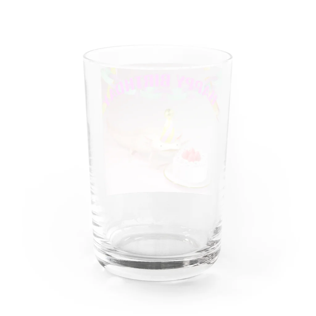 Upacoのウーパールーパーバースデー Water Glass :back