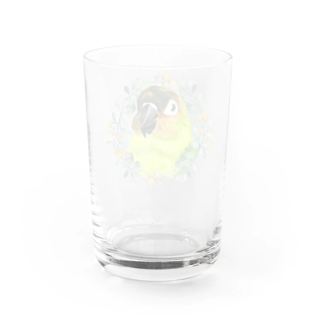 mariechan_koboの020 クロカミインコ(ハイブリッド)　オレンジ小花のリース Water Glass :back