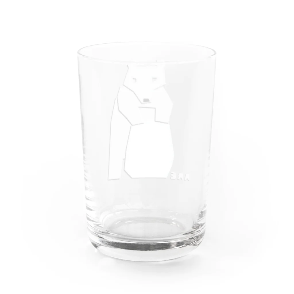 ARE（あれ）屋の熊の木彫り（白／岩に前足） Water Glass :back