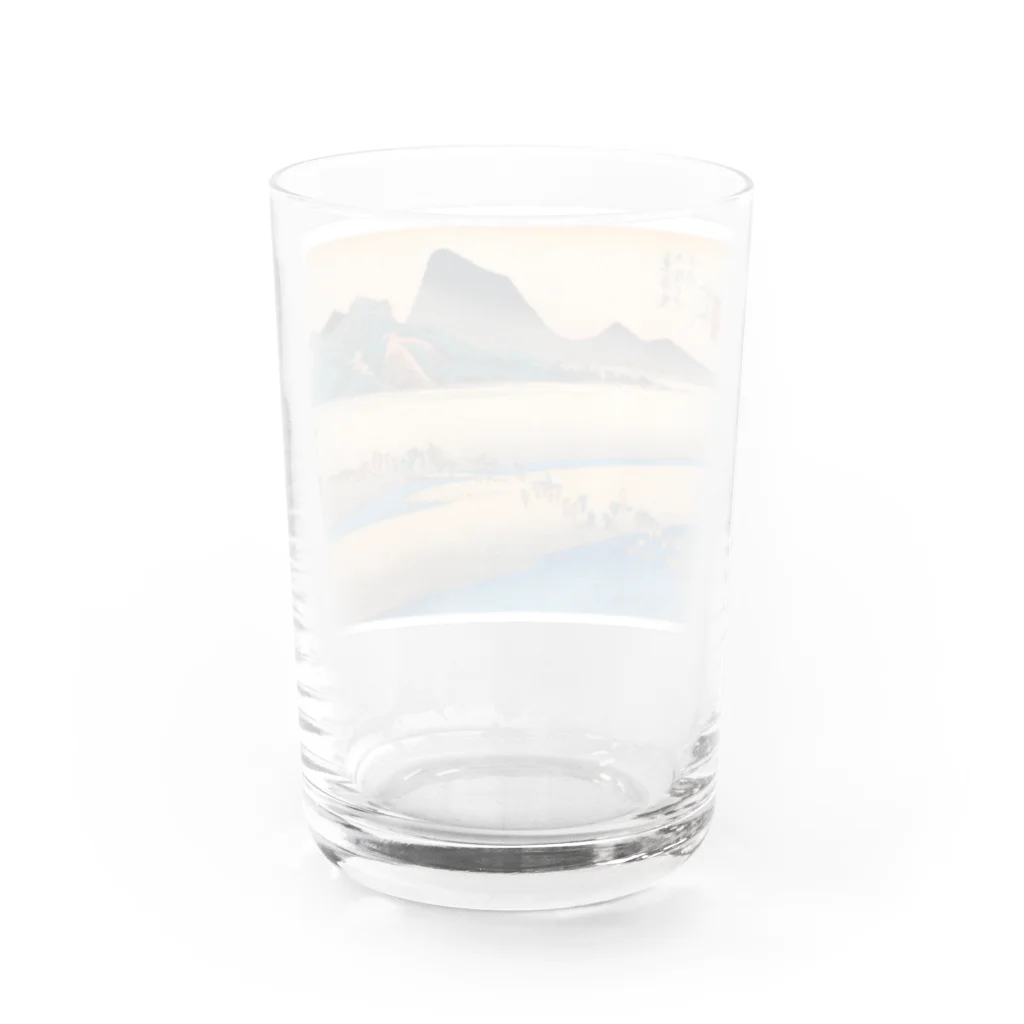 寿めでたや(ukiyoe)の広重_東海道五拾三次・金谷 大井川遠岸 Water Glass :back