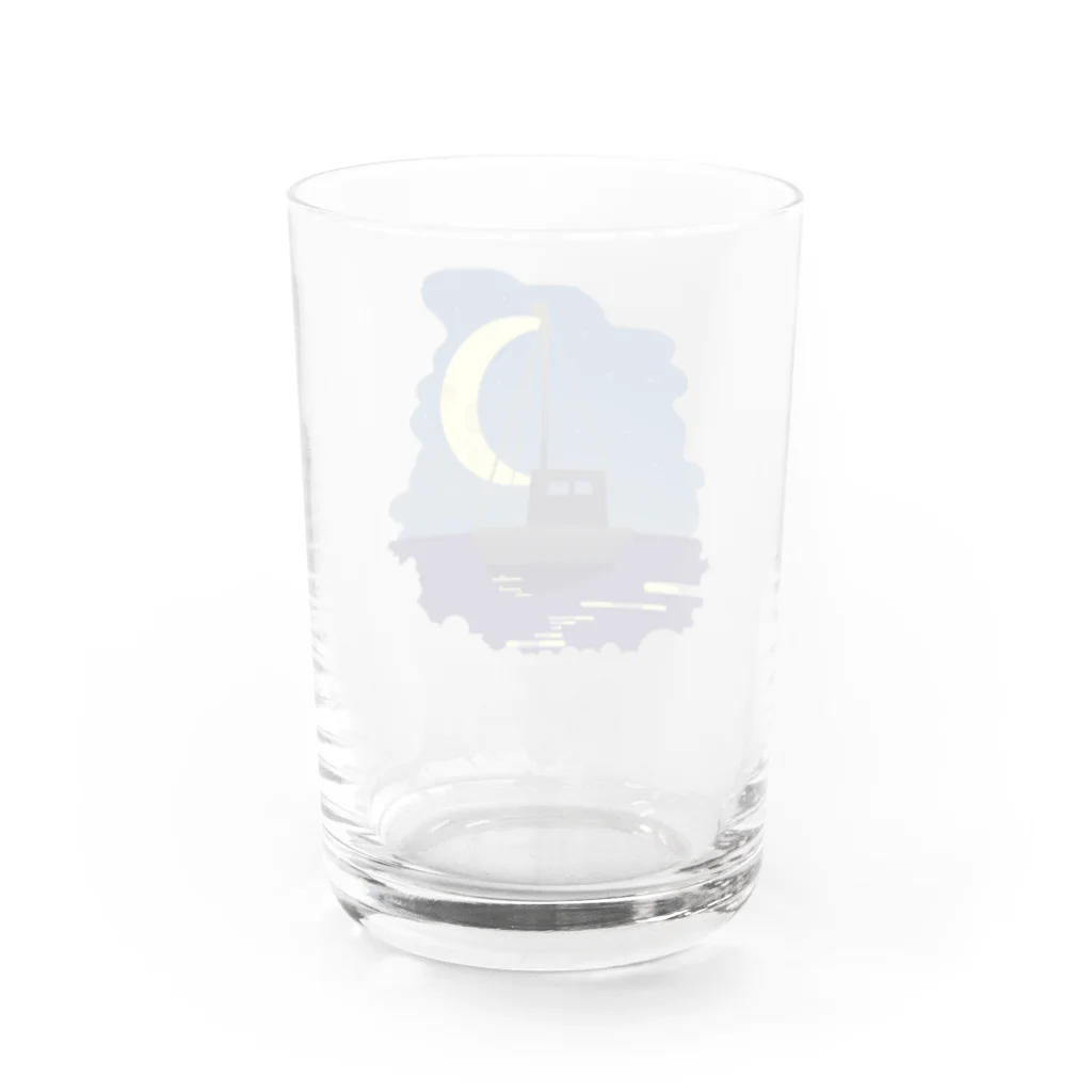 虎笑鬼　まうの月夜のヨット Water Glass :back