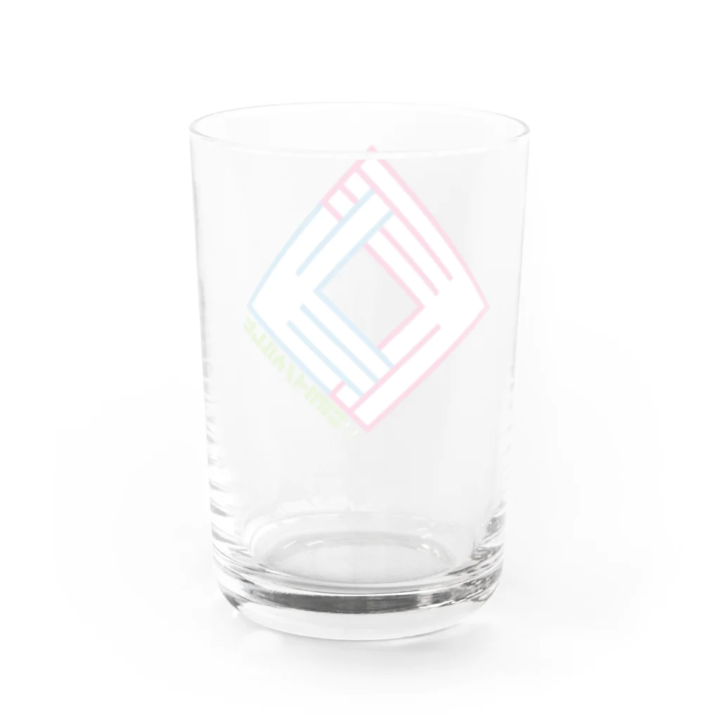CHICHIZŌの狐の窓 (ライン：ピンク×水) グラス反対面