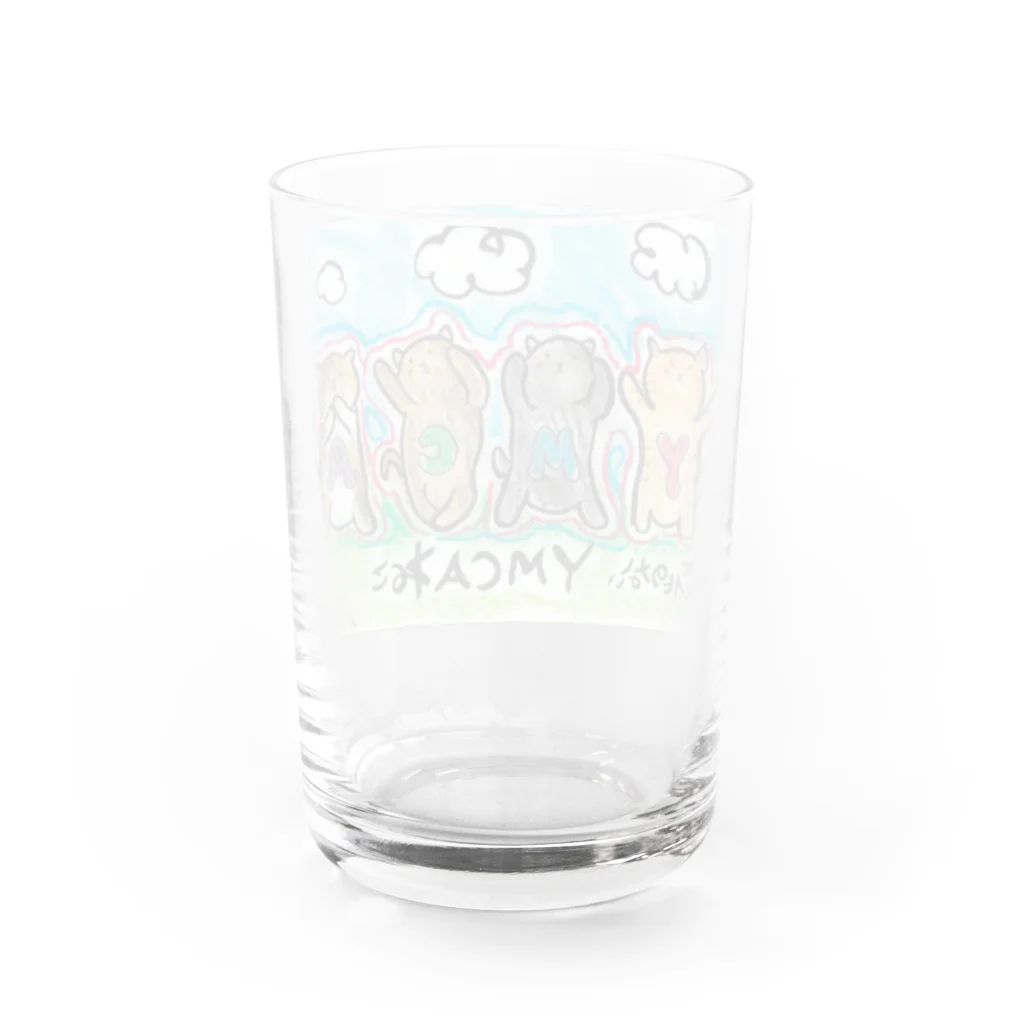 Happy Helper いぬたまの変化のないYMCAねこ Water Glass :back