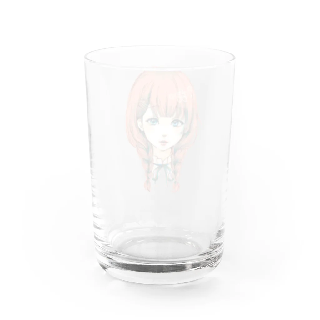 🐶シュナといろいろ🎨の三つ編み女の子 Water Glass :back