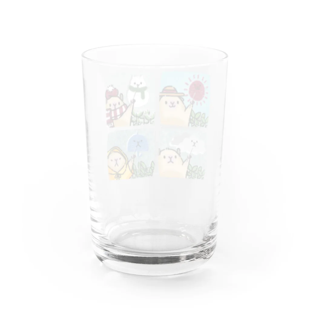 tapiraraのうちのもちむぎさん（天気予報） Water Glass :back