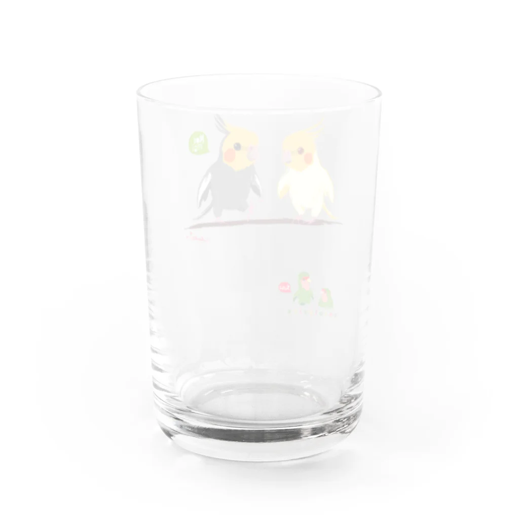 LittleLoroのどノーマルオカメインコとルチノーちょいわき 0350 Water Glass :back