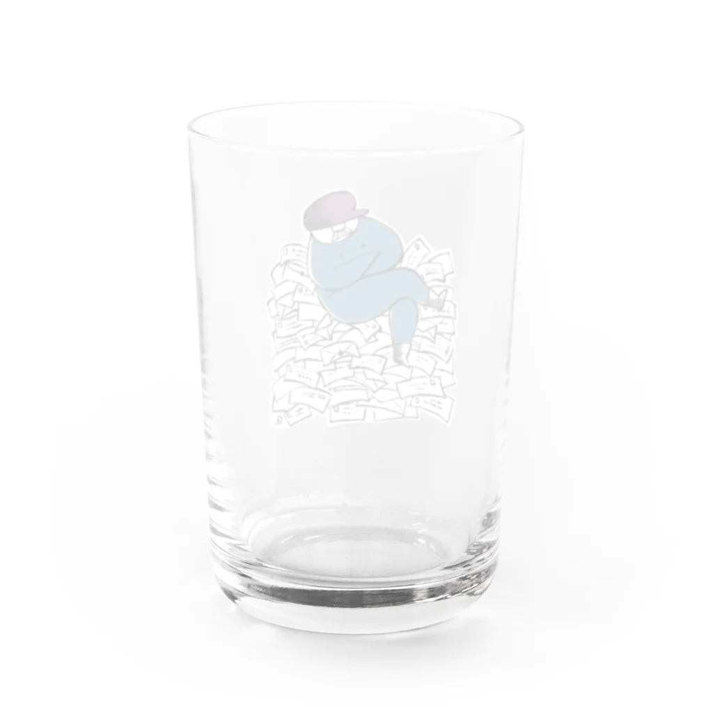 ポス山ポス夫の手紙の山とポス夫 Water Glass :back
