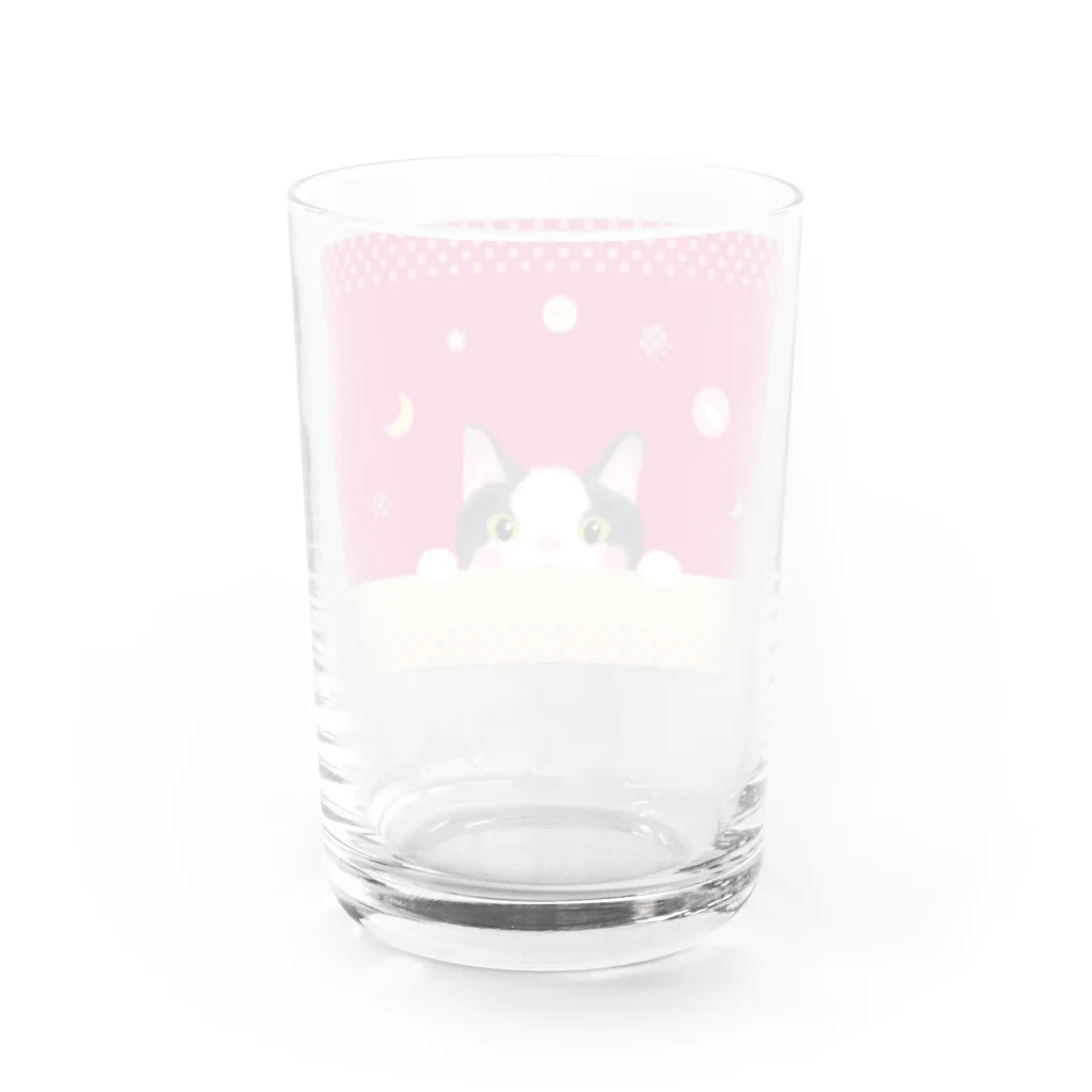 Esassy shopのマゼンタピンク！そっと覗く猫 Water Glass :back