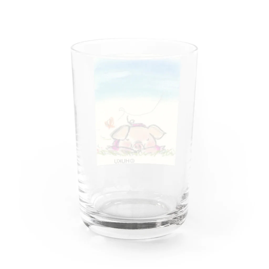 HUKUの福がいっぱいのぼくこぶた　ぼく肉にならないこぶた Water Glass :back