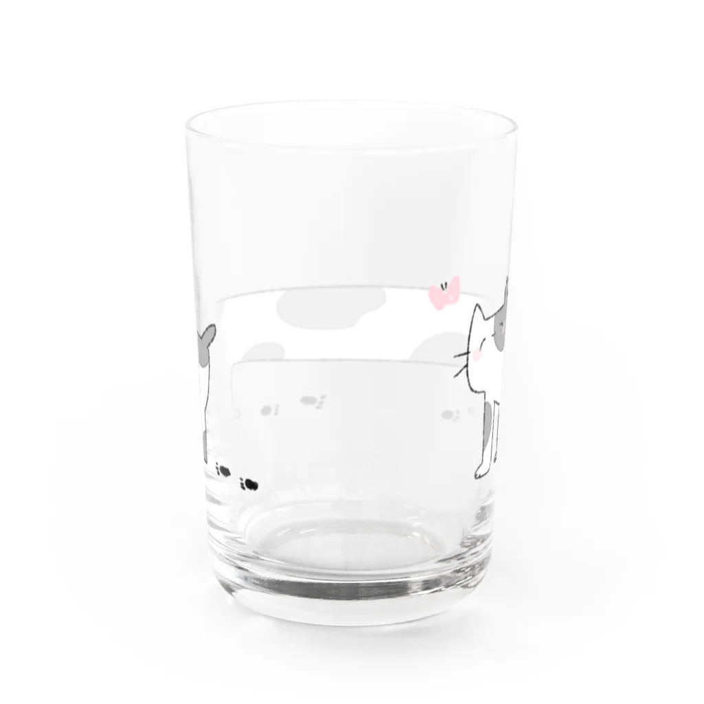  ちぢみんのおさんぽにゃんこ Water Glass :back