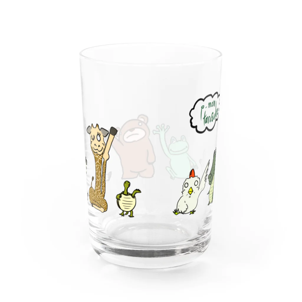 ピーマンタロスケ ✾ HEXA一本！のWelcom_Animals Water Glass :back