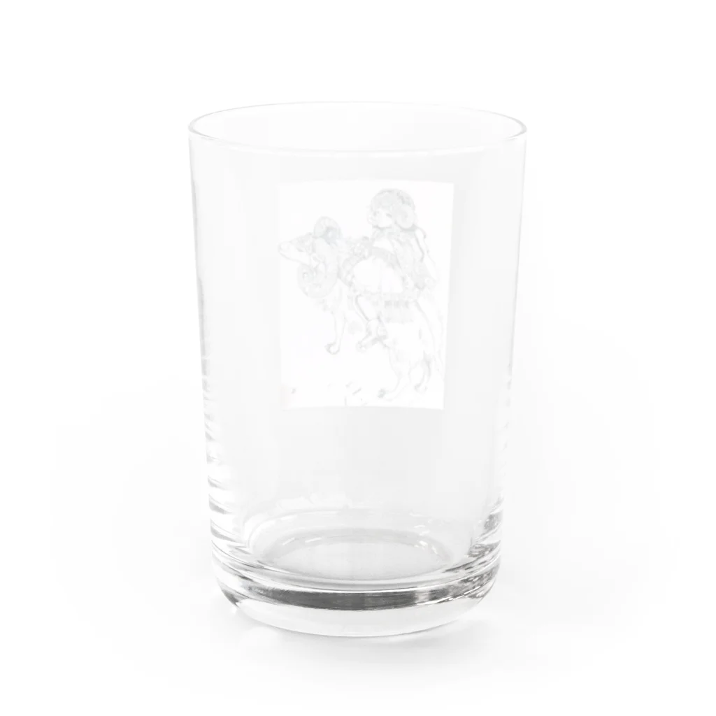 おこめっとちゃんの少女とムフロン Water Glass :back