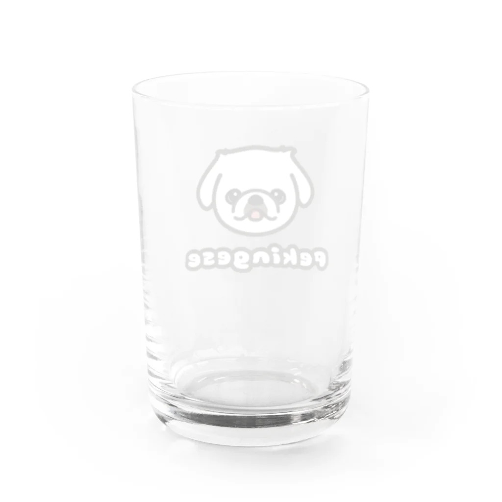 ペキニーズくらぶ（SUZURI支店）のペキニーズ・ホワイト（サマーカット）（顔だけ） Water Glass :back