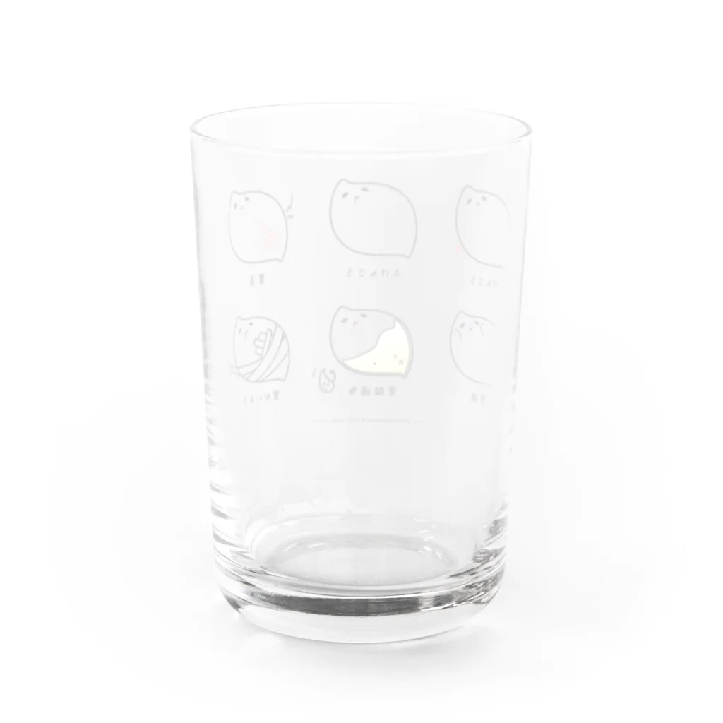 もやしWORKSの胃痛くん【体調いろいろver】 Water Glass :back