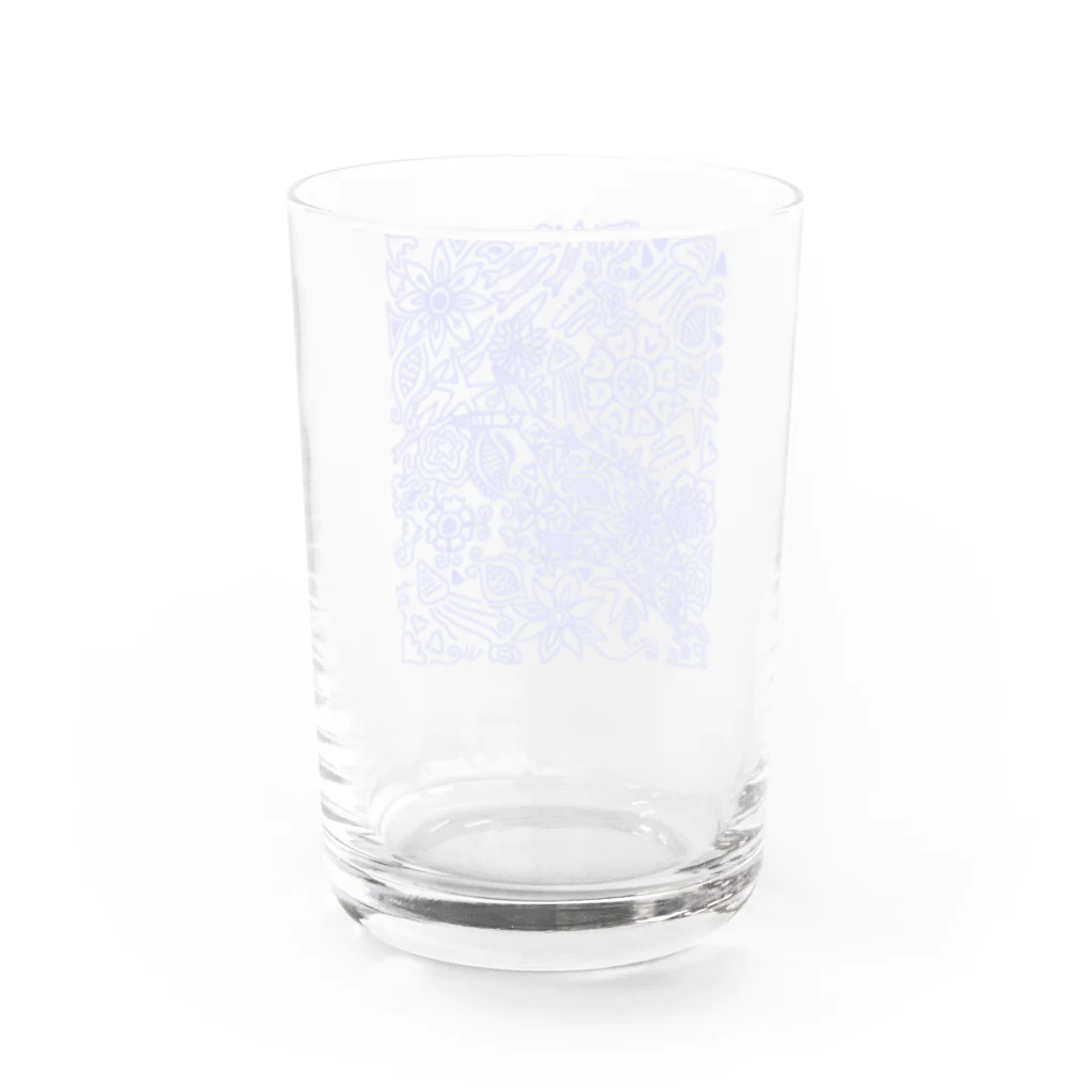 ヘナアートと海の生き物の海なペイズリーアート　青 Water Glass :back