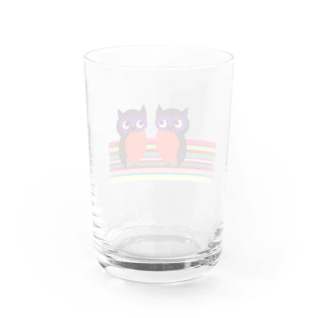 Illustrator Moca&Ram shopの福朗/ふくろう🦉 Water Glass :back