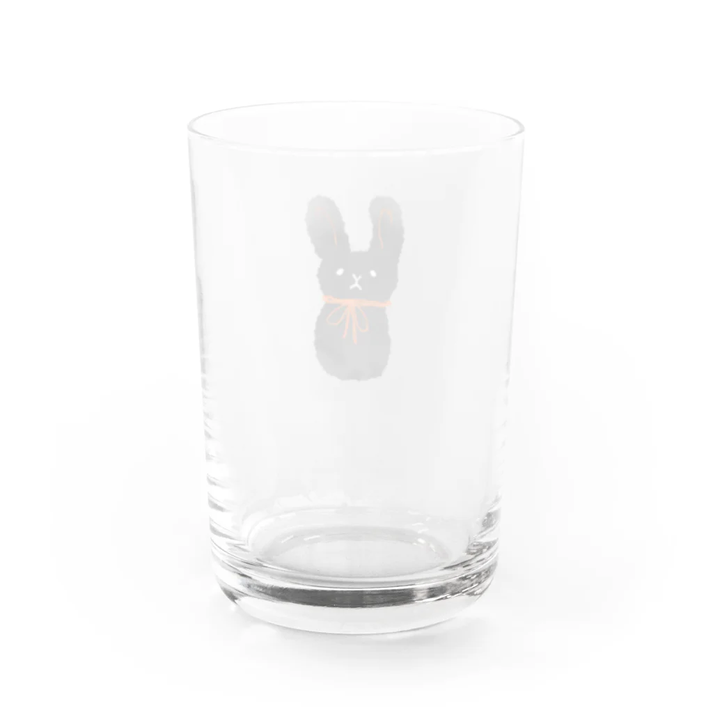 パンダラボの黒うさぎくんオレンジリボンつき Water Glass :back