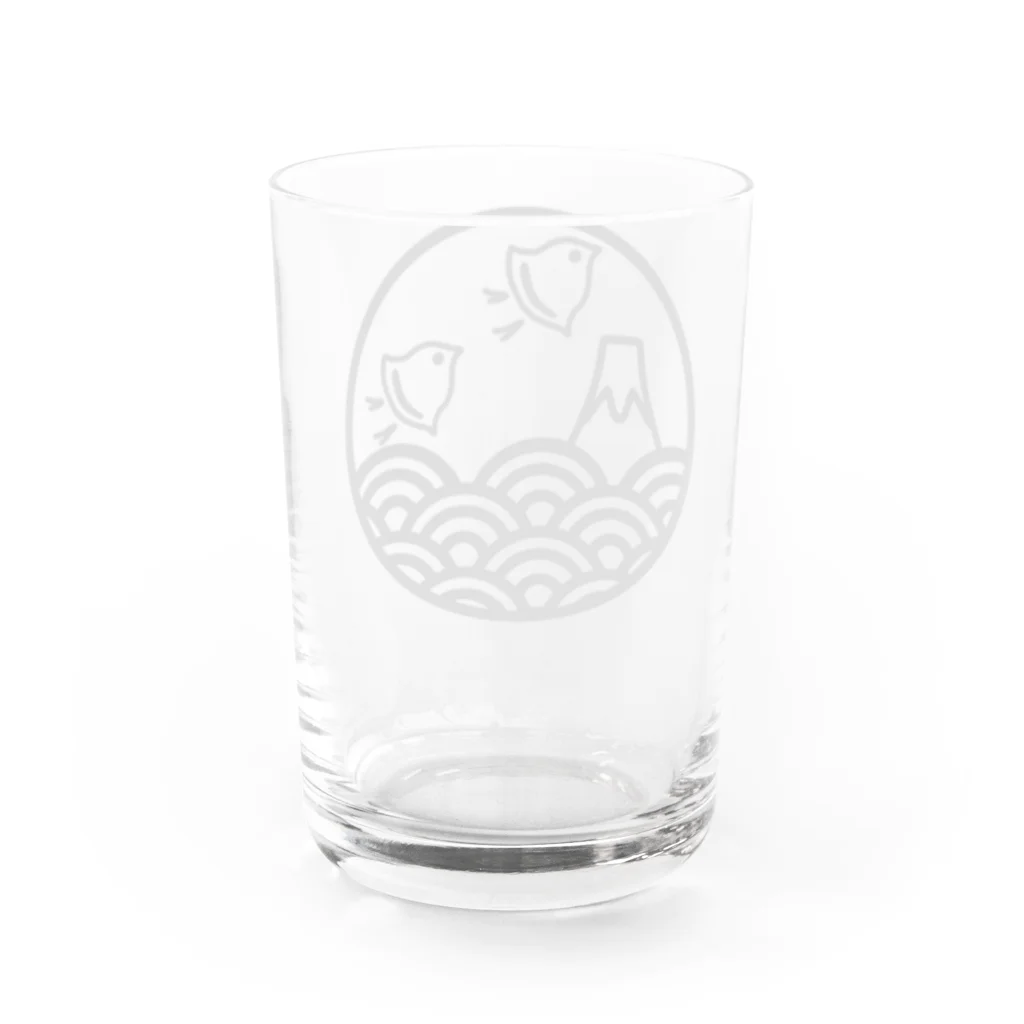 kazeou（風王）の青海波と富士と千鳥(オフブラック) Water Glass :back