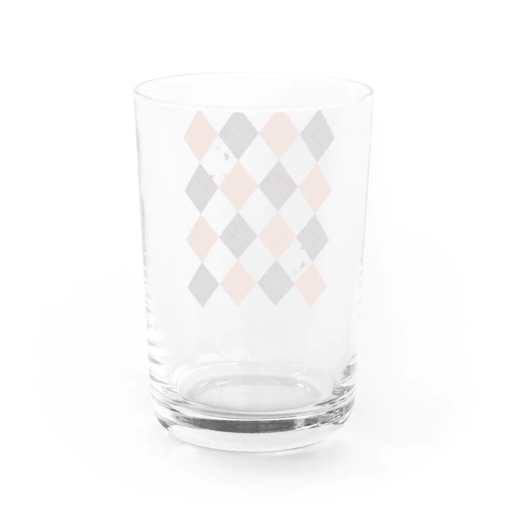 WKのミュージアムショップの左ヒラメに右カレイなアーガイル Water Glass :back