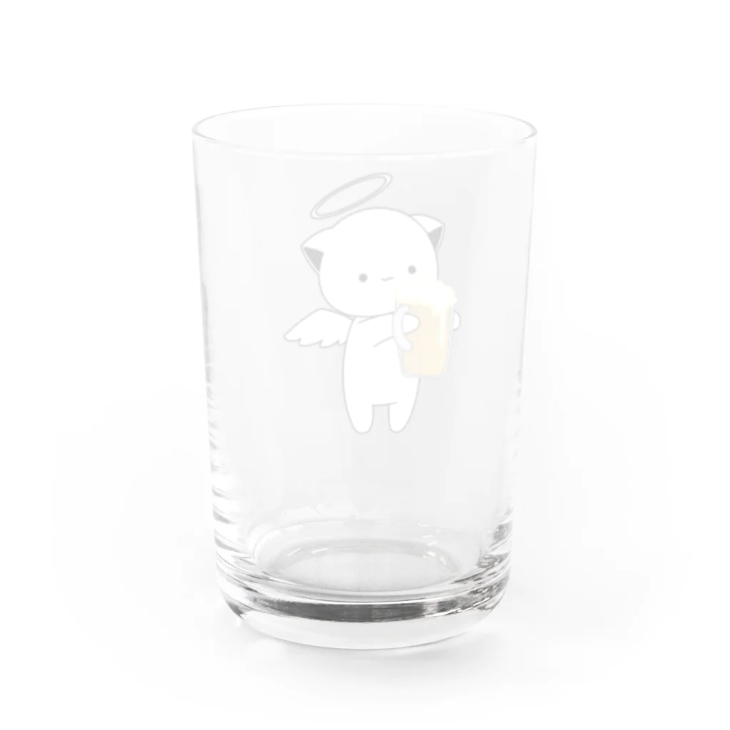 MochiMochi SHOPの白猫天使こむぎちゃん（ビール） Water Glass :back