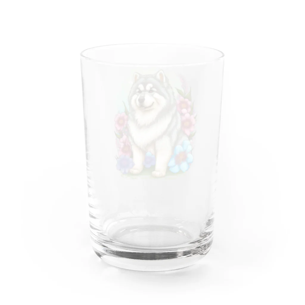 znbmsrrの花アラスカの子犬。 愛犬家のためのキュートなデザイン。 Water Glass :back