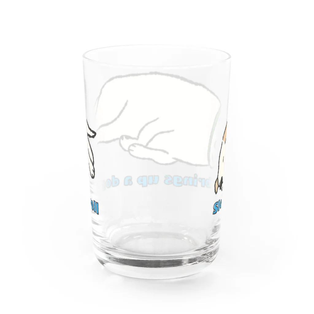 Dog Drawer Drawn by Dogの寝る犬は育ちすぎる？ Water Glass :back