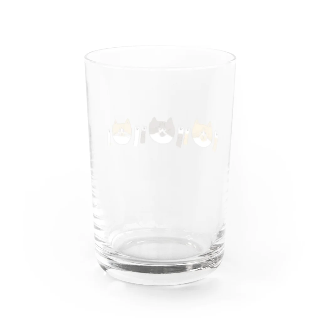 お髭ちゃんのおみせ。のなかよし3にゃんず Water Glass :back