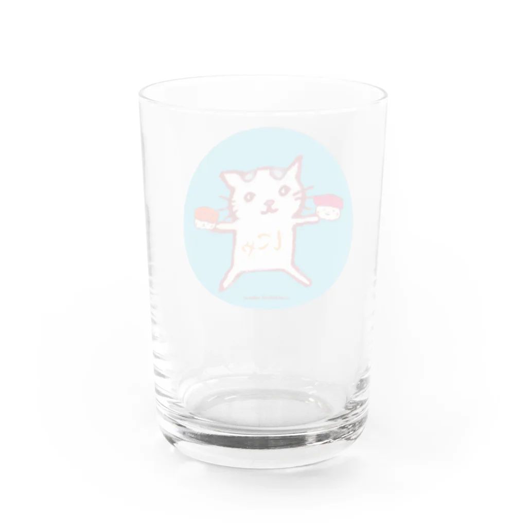 ネコのうーたんになりたいくちばしショップの「にゃすし又はすしにゃ」すし好き専用 Water Glass :back