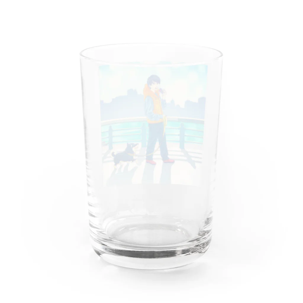 元ソムリエ今ソムリ絵あざらしば子のグッズ売り場の黒柴ふゆこと男子。小物 Water Glass :back