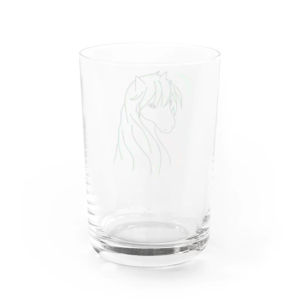 greetenの馬　カラフルラインアート　 Water Glass :back
