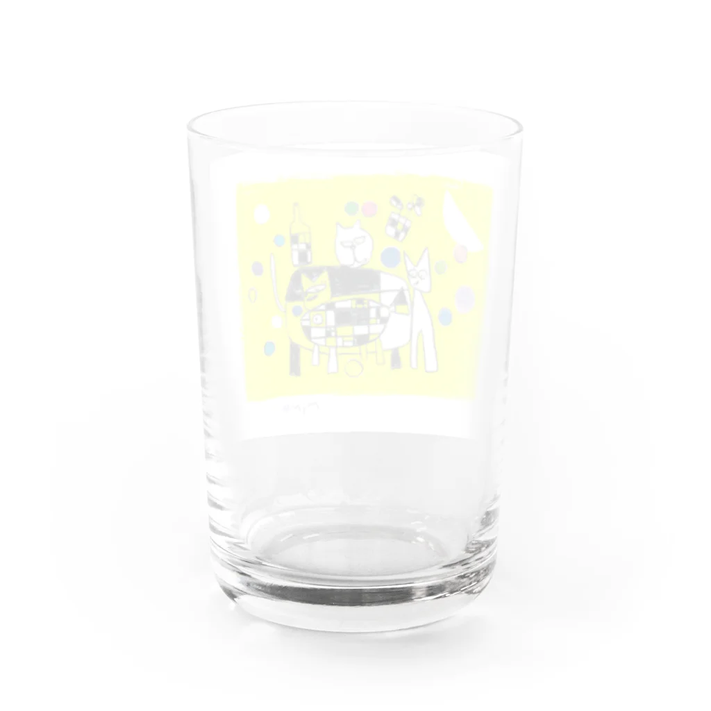 タナカミノルのユーモアイラストショップのキャット テーブル Water Glass :back