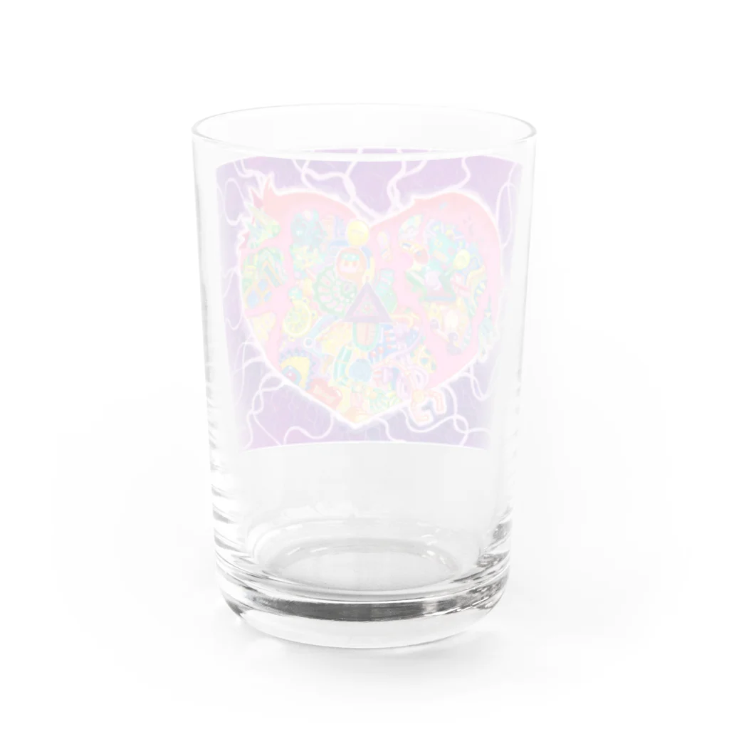 杉山和彦の手描きイラスト　はじけるハート❤️ Water Glass :back