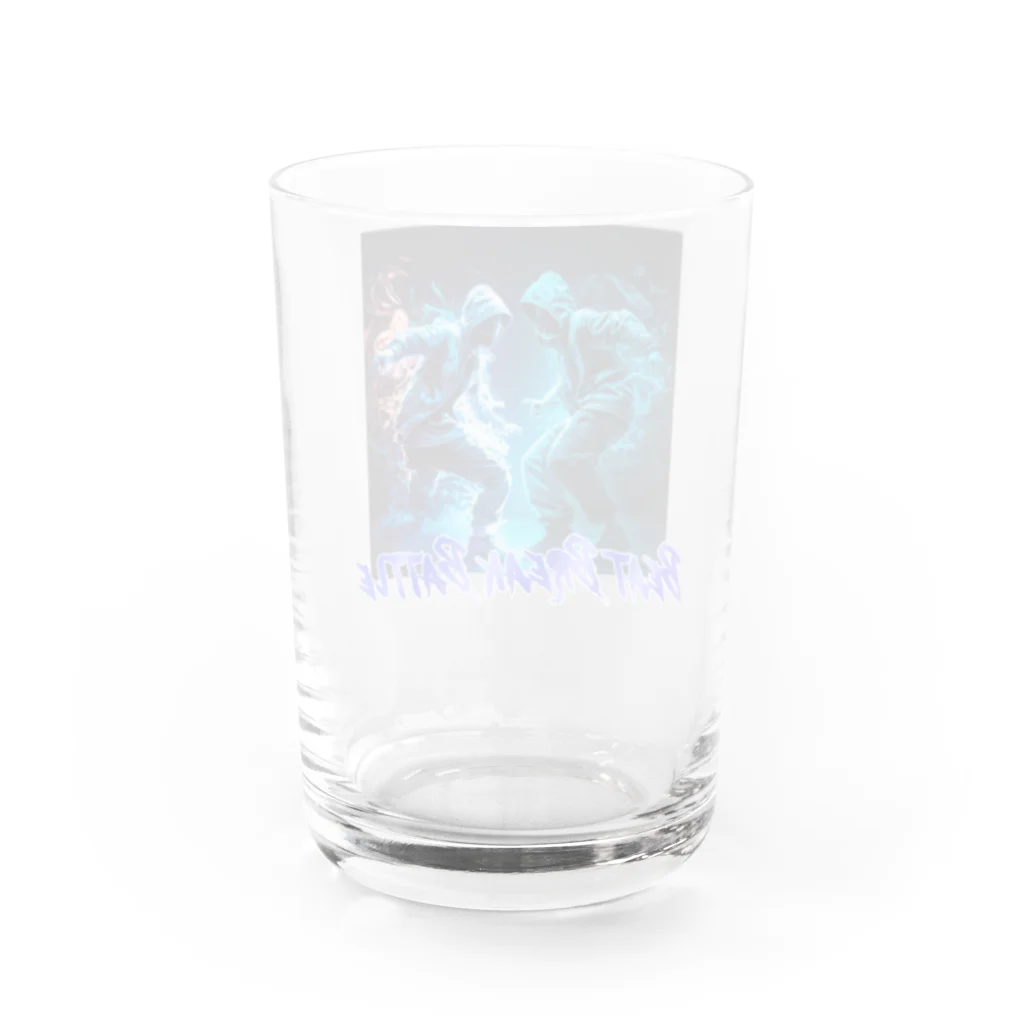 RATELの繊細なタッチで軽快なネオンブルーのヒップホップダンスバトルデザイン Water Glass :back