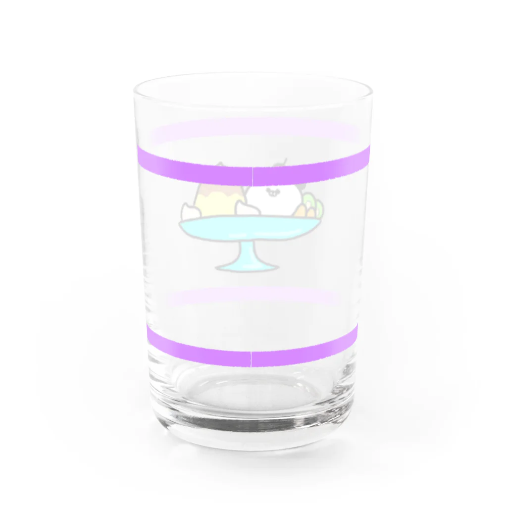 ゆっけちゃんの隠れ家のプリン・ア・ラ・モードみたいなぱんだ(紫) Water Glass :back