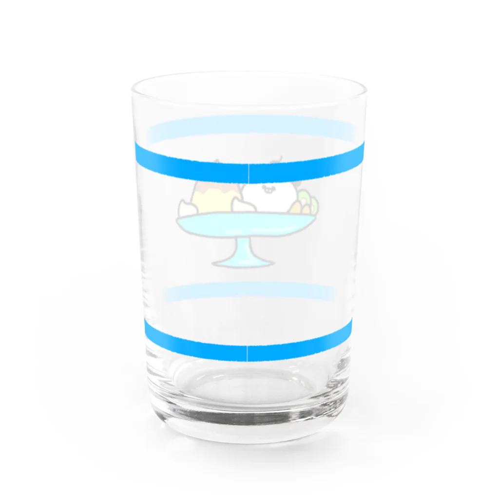 ゆっけちゃんの隠れ家のプリン・ア・ラ・モードみたいなぱんだ(水色) Water Glass :back