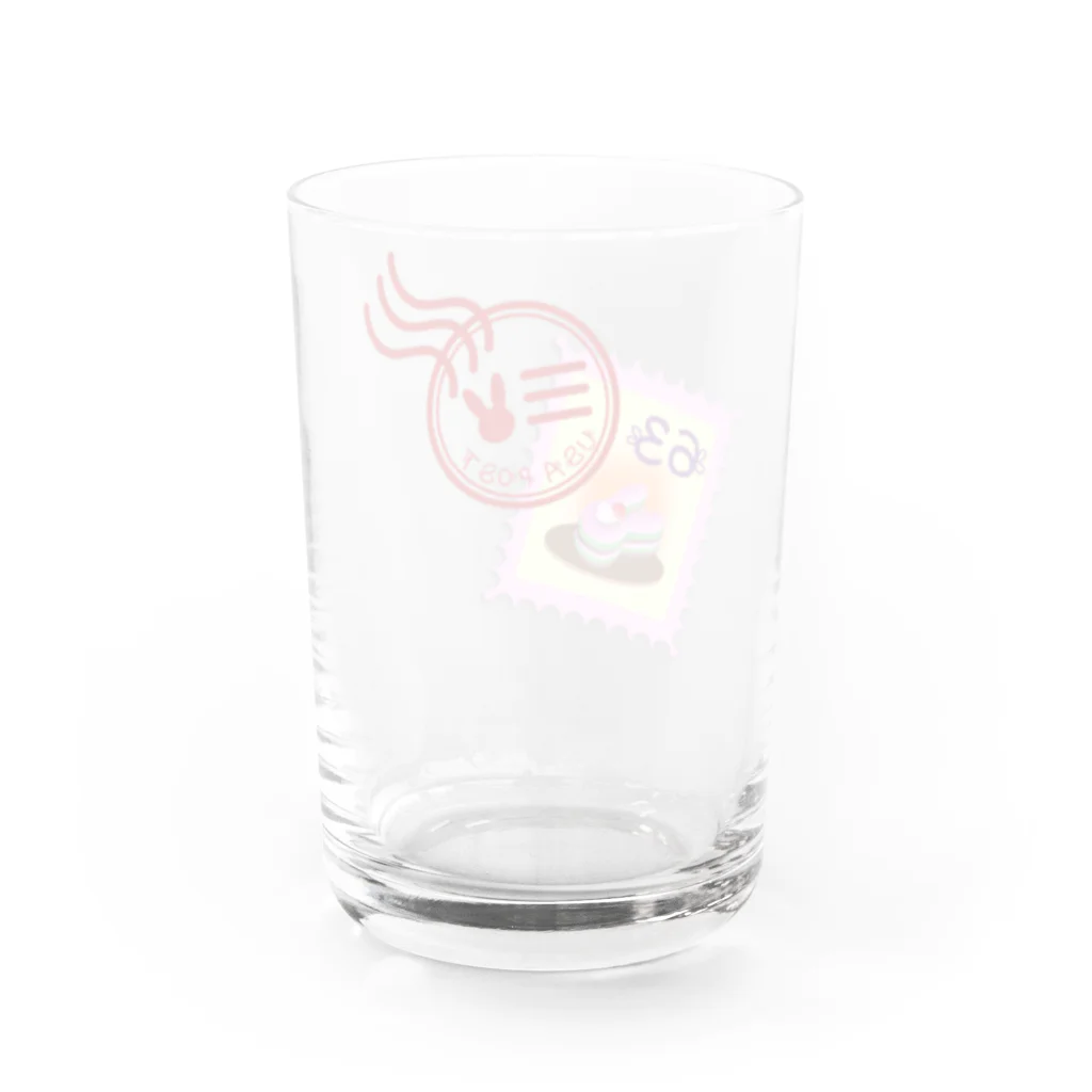 Rabbitflowerのうさ切手（ピンク） Water Glass :back