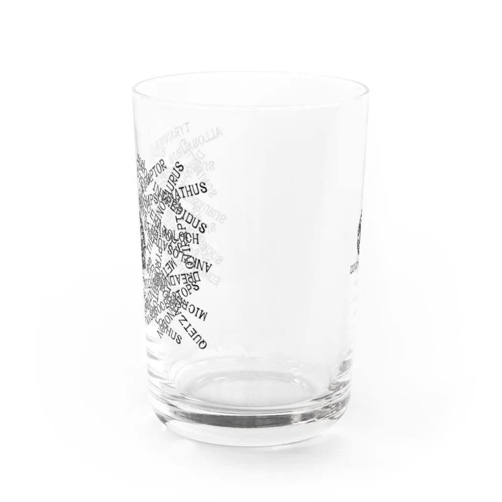 Rook'sVisionのNAMES 恐竜JW[黒] Water Glass :back