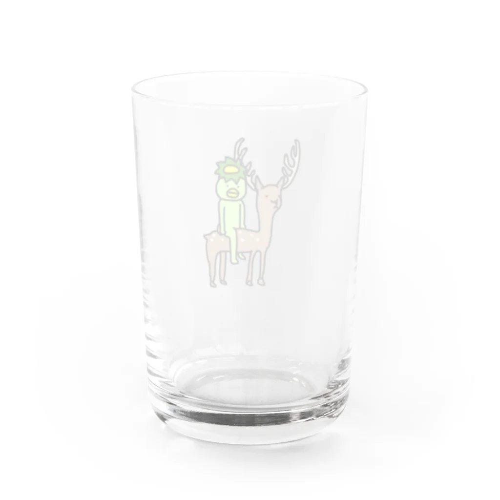 かっぱのありふれた人生のエゾシカに乗るかっぱ Water Glass :back