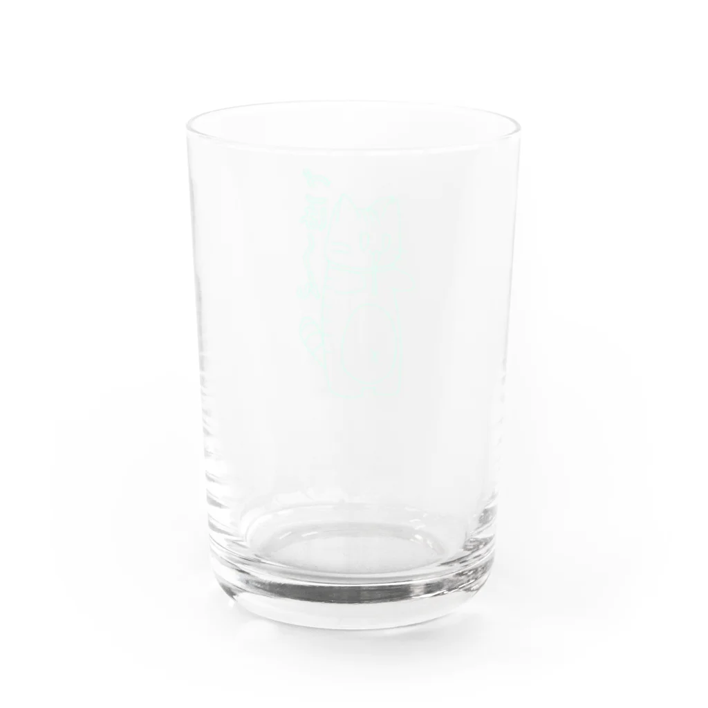 ハピハピたぬきのごはーんちびかず(グリーン) Water Glass :back