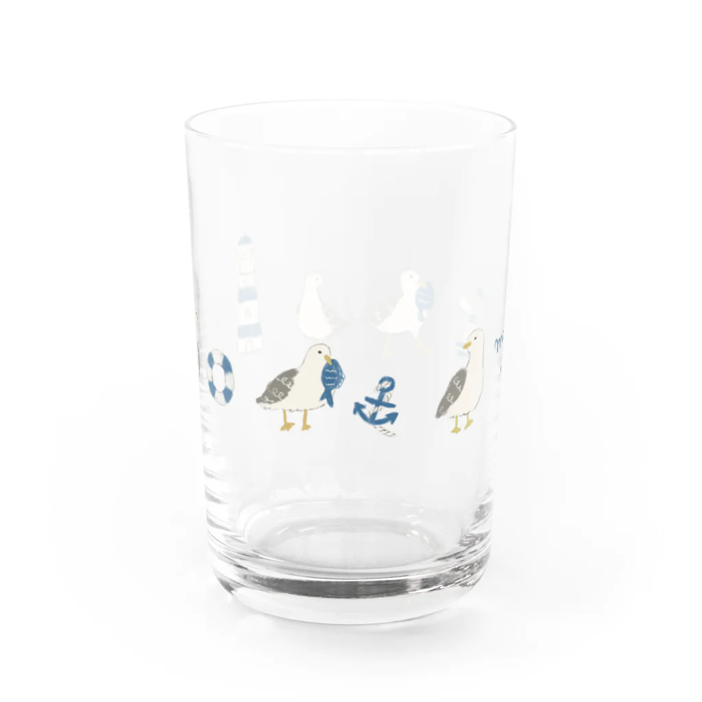 kiki25のカモメたちとマリンライフ Water Glass :back