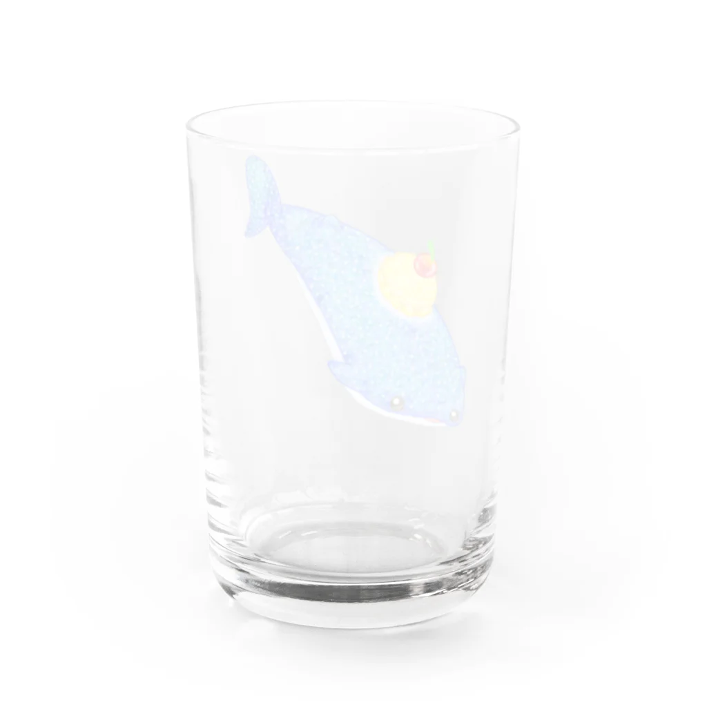 satoayaのアニマルカフェのシ―フードアニマル　クリームソーダジンベイ Water Glass :back