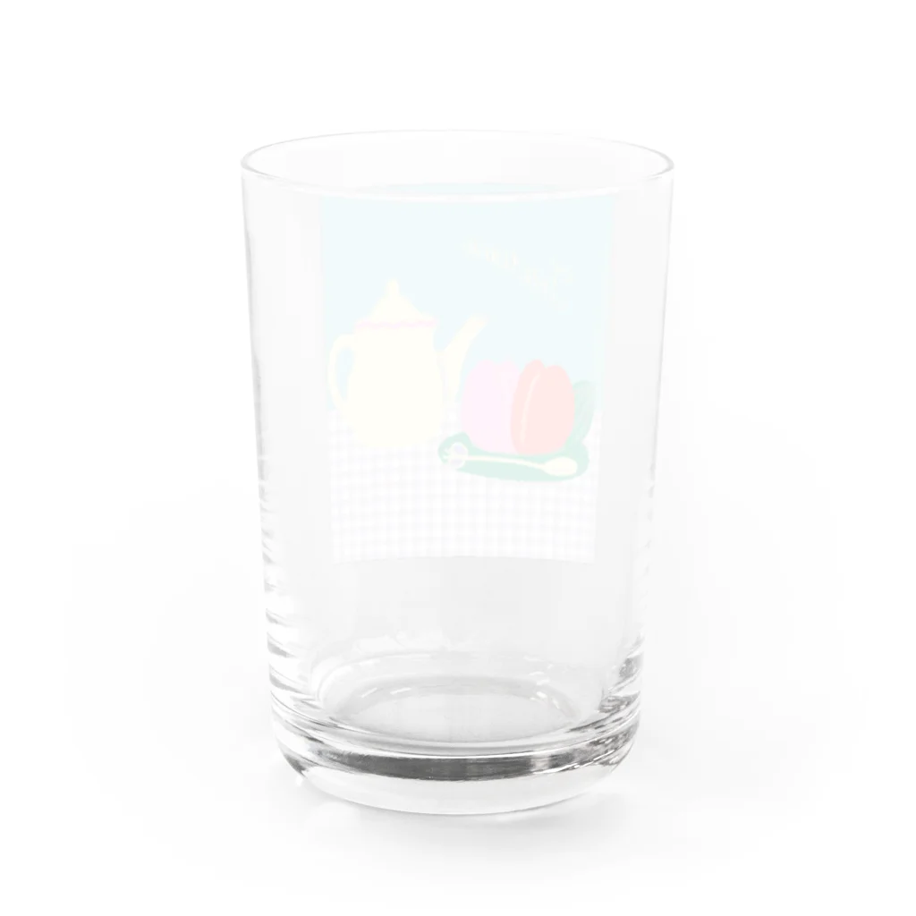 日々花々のチューリップ×ティーカップ Water Glass :back